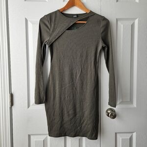 NWT Wild Fable Women's Long Sleeve Ribbed Bodycon Olive Green Dress Size M